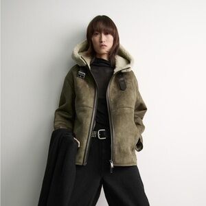 HOODED DOUBLE-FACED JACKET BROWN/OLIVE